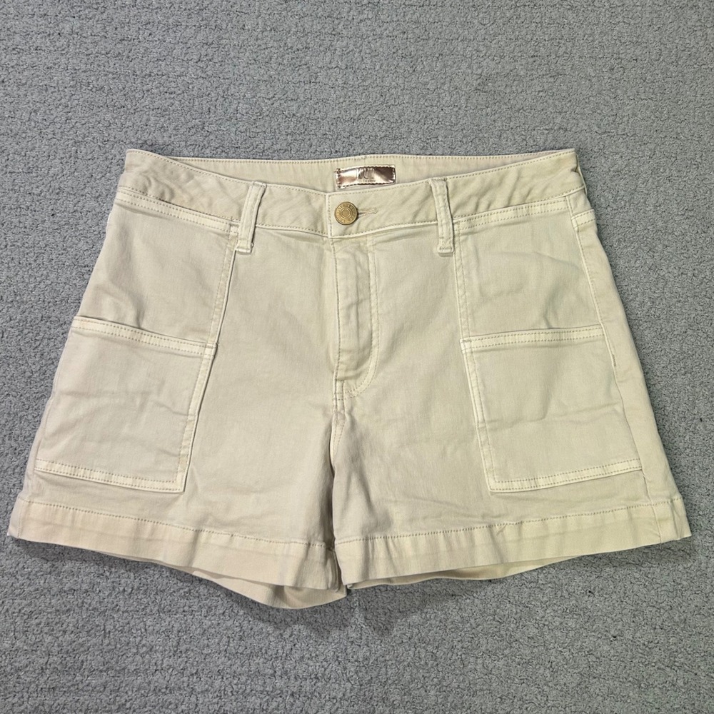Kut from the Kloth Utility Shorts 8 Cream Ecru High Rise Patch Pocket Coastal